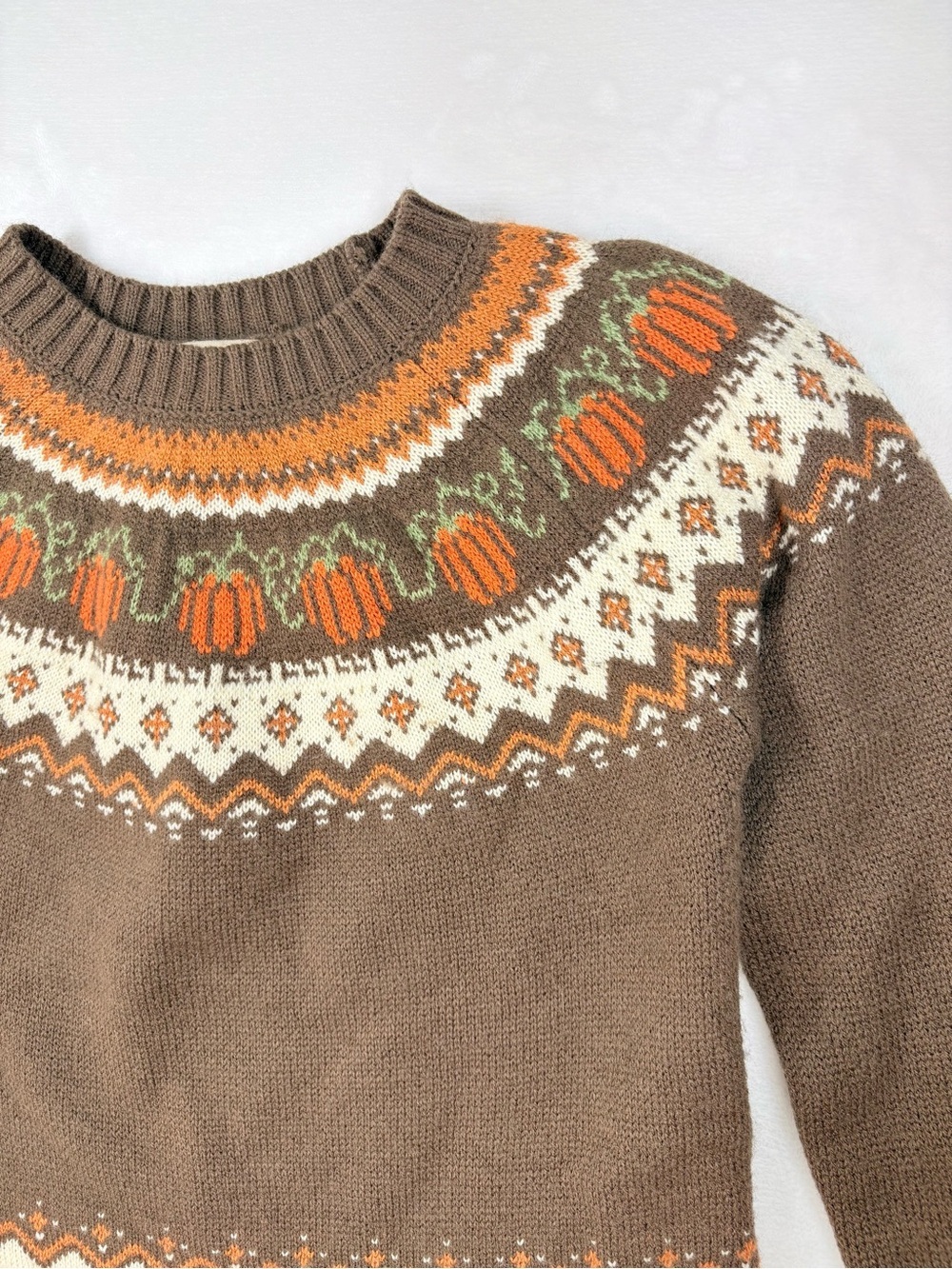 Kiel James Patrick Cozy Cabin Sweaters Pumpkin Fair Isle Wool Blend XS Brown - Picture 3 of 9